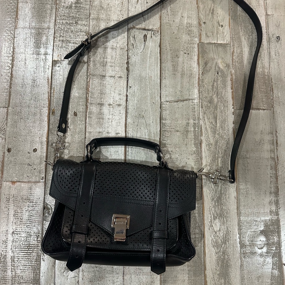 Proenza Schouler Black Perforated Satchel Bag